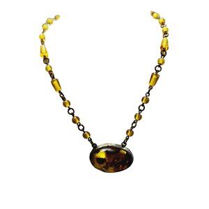 Vintage Early Foil Glass Necklace (A1745)